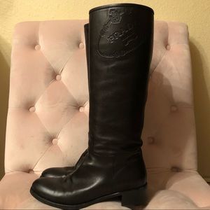 Vintage RARE Prada Embossed Black Leather Boots